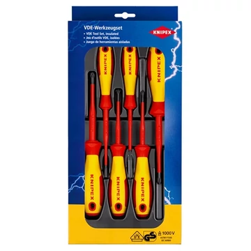 Knipex VDE csavarhúzó készlet lapos/PH/PZ 6 részes, műanyag tálcával
