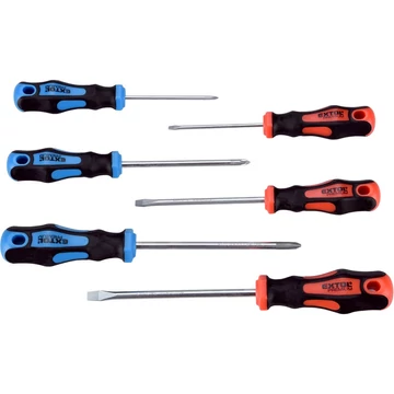 Extol Premium csavarhúzó készlet, 6db; lapos:3×75, 5,5×100 és 6,5×125mm, PH0×60, PH1×100 és PH2×125, CV., mágneses, papír tartóban