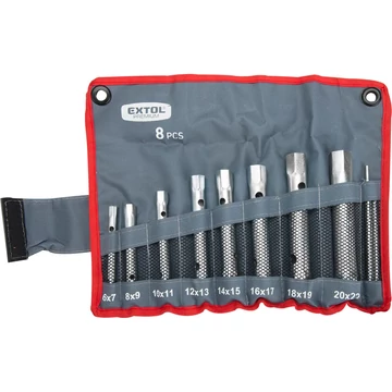 Extol Premium csőkulcs készlet, 10db (8 csőkulcs+2 hajtóvas), CrV., 6-22mm