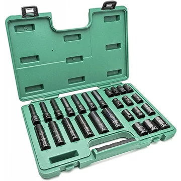 SATA gépi dugókulcs készlet normál+hosszított 1/2" 26 részes (10-24mm)
