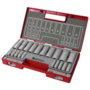 FORTUM hosszított dugófej készlet 1/2", 1/4", 20db; 61CrV5 