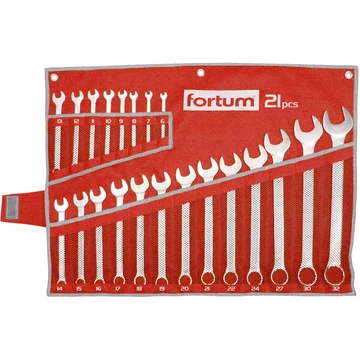 Fortum csillag-villás kulcs készlet 21db, 6-32mm 61CrV5, mattkróm
