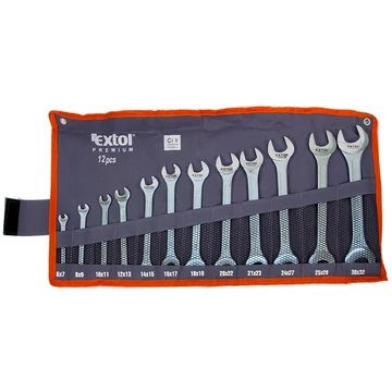 Extol Premium villáskulcs készlet, CrV., vászon tartóban; 12db, 6-32mm