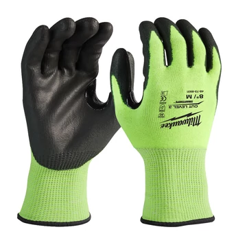 Milwaukee HI-VIS láthatósági vágásbiztos védőkesztyű, 3/C vágási szint