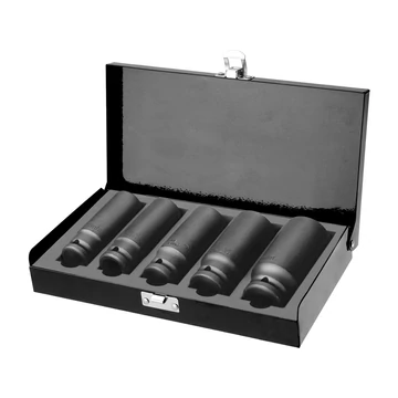 FORTUM gépi (impakt) dugófej klt. 1/2",5db, 17-19-21-24-27mm×79mm ; feketített, műanyag tartóban 