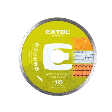 Extol Craft gyémántvágó csempevágáshoz (sima), vizes vágásra; 230×2,5×22,2mm, max.6.600 ford/perc
