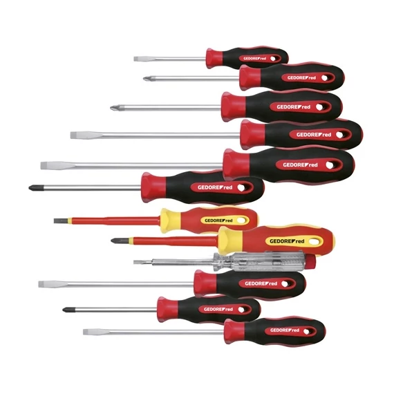 GedoreRed csavarhúzó készlet lapos+PH+PZ 12 részes R38002012