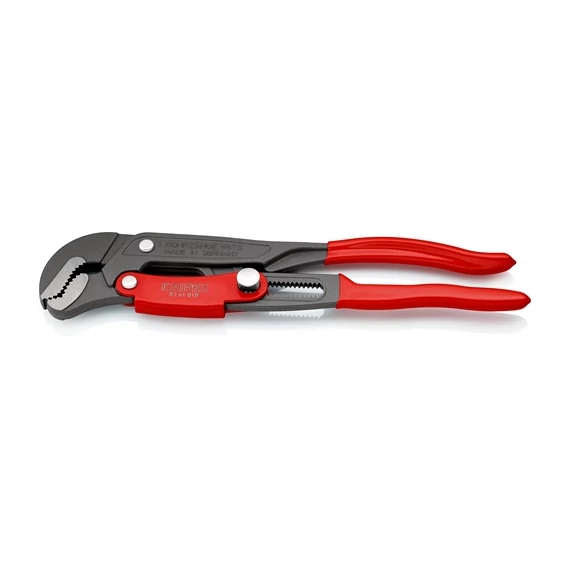 Knipex csőfogó S pofával 45° 1'' gyorsállítás, szürke porfestés, mártott nyél