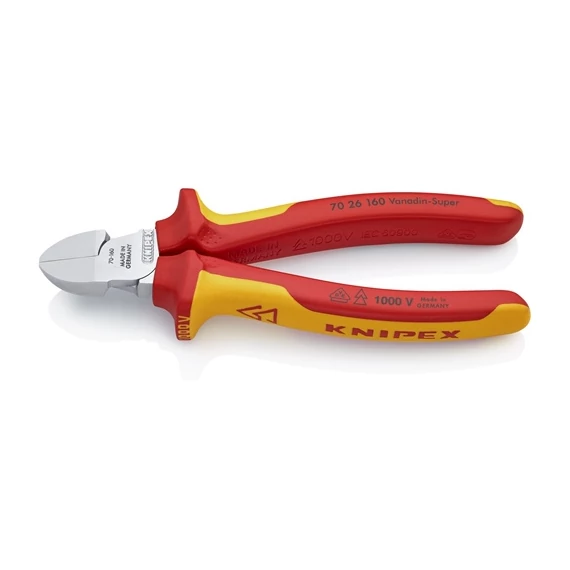 Knipex Oldalcsípőfogó krómozott VDE 160 mm