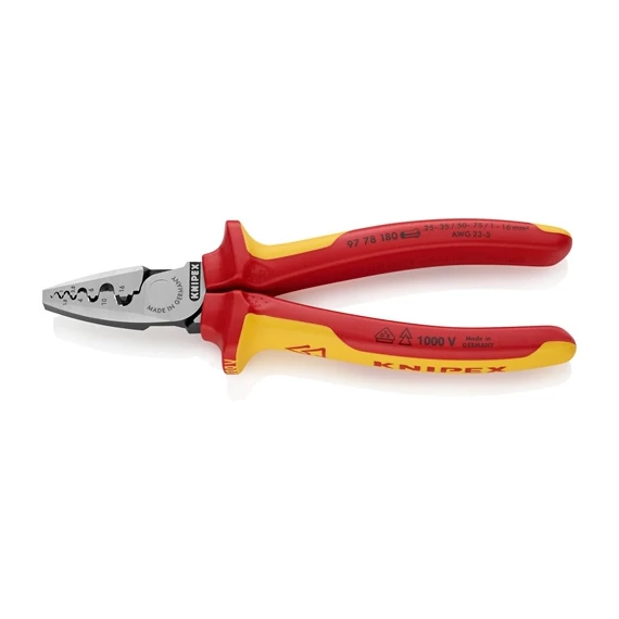 Knipex Krimpelő fogó érvéghüvelyekhez VDE 180 mm