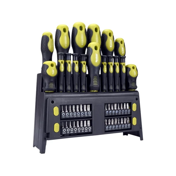 Extol Craft csavarhúzó készlet 49 db, CrV, mágneses, 4db lapos + 4 db PH + 8 db órás csavarhúzó + BIT-ek, műa. tartóállvány, bliszteren