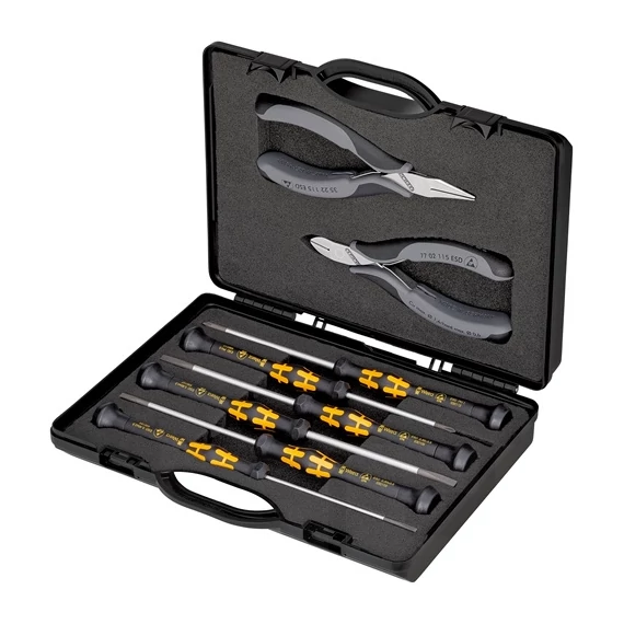 Knipex ESD műszerészfogó és csavarhúzó készlet 8 részes