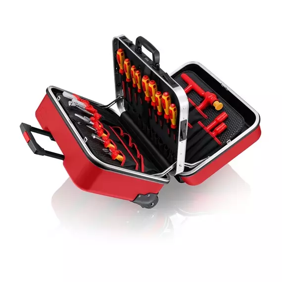 Knipex BIG Twin Move RED szerszámkoffer villanyszerelő szerszámokkal
