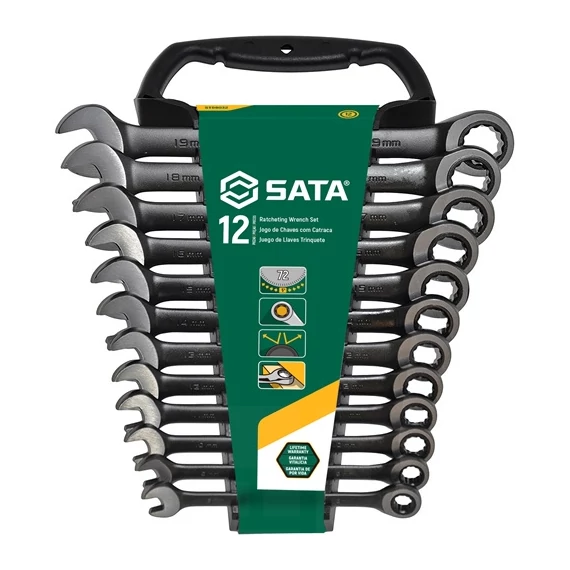 SATA racsnis csillag-villáskulcs készlet 8-19 mm 12 részes Black Edition