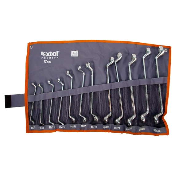 Extol Premium csillagkulcs készlet, 12db; 6-32mm, CrV. vászon tartóban