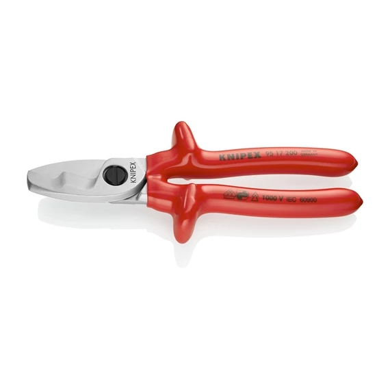 Knipex Kábelolló kettős vágóéllel krómozott VDE 200 mm