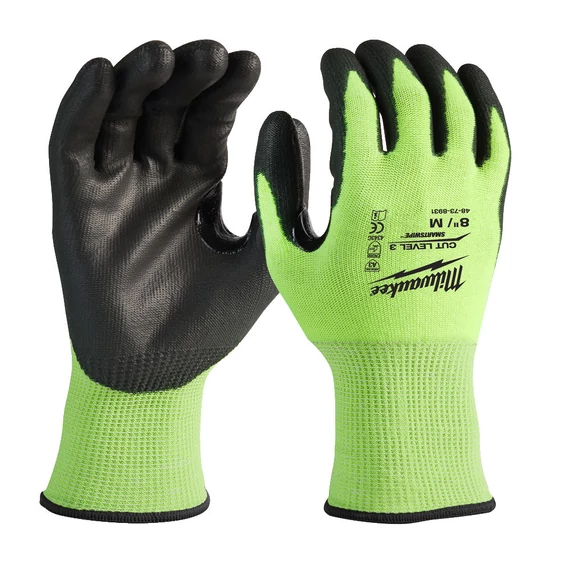 Milwaukee HI-VIS láthatósági vágásbiztos védőkesztyű, 3/C vágási szint - Berb Szerszám