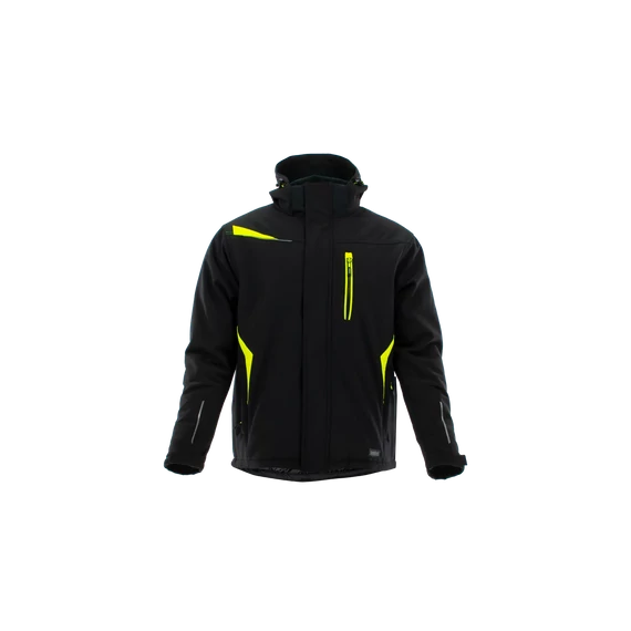 Sara Comfort Winter bélelt softshell hosszú kabát fekete - sárga - Berb Szerszám