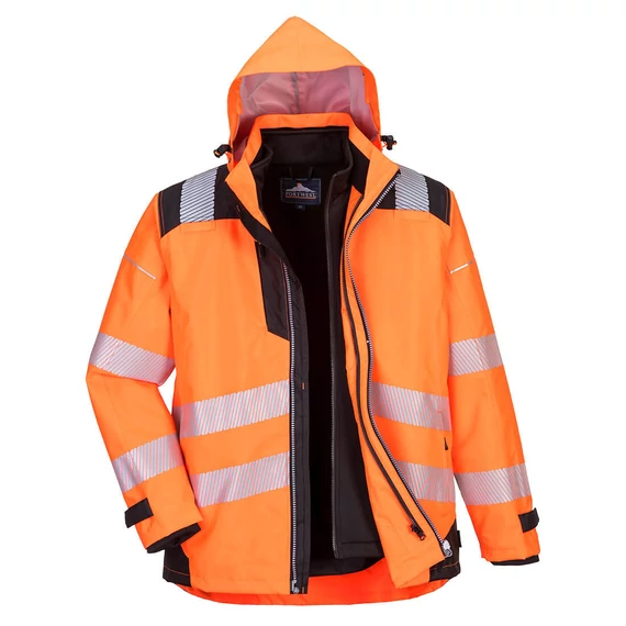 Portwest PW365 PW3 Munkaruha Hi-Vis 3 in 1 láthatósági kabát narancs - Berb Szerszám