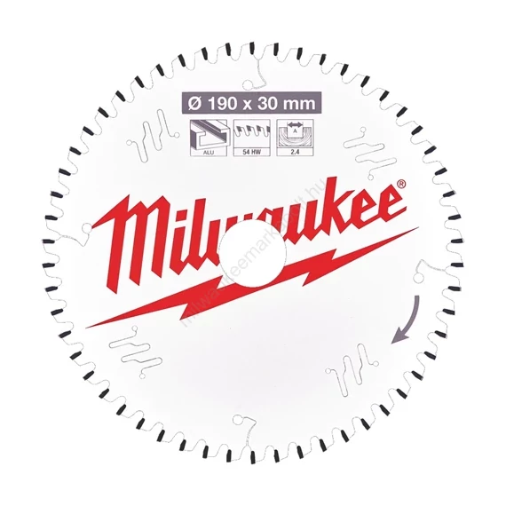Milwaukee körfűrészlap ¤190x30x2,4; 54z 4932471303 alu.