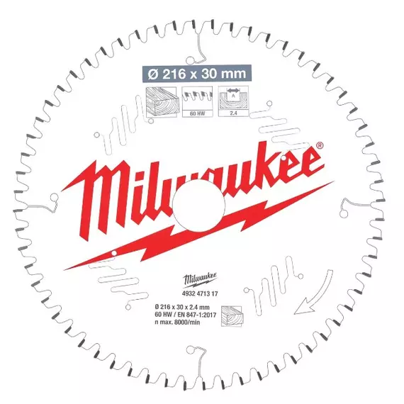 Milwaukee körfűrészlap ¤216x30x60 4932471317 60atb