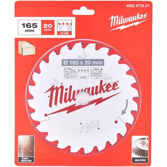 Milwaukee körfűrészlap ¤165x20x1,6; 24z 4932471931