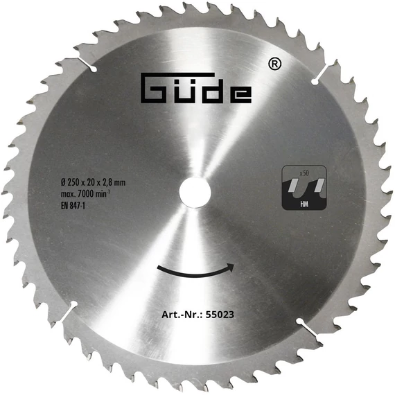 Güde Fűrésztárcsa HM 250x20x50Z