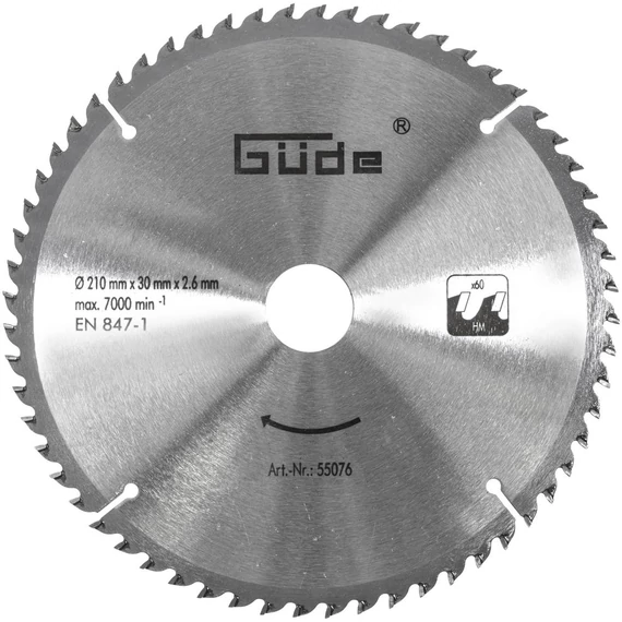 Güde Fűrésztárcsa HM 210x30x60Z