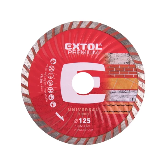 Extol Premium gyémántvágó TURBO gránit/kerámia; 230×22,2mm, max.6.650 ford/perc