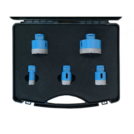 Bautool Gyémántfúró készlet sarokcsiszolóhoz M14 (20,35,40,51,67 mm) kofferben