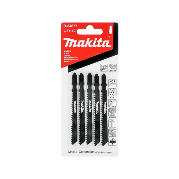Makita 5db HCS - szúrófűrészlap FA, általános, TPI:8, L:100mm