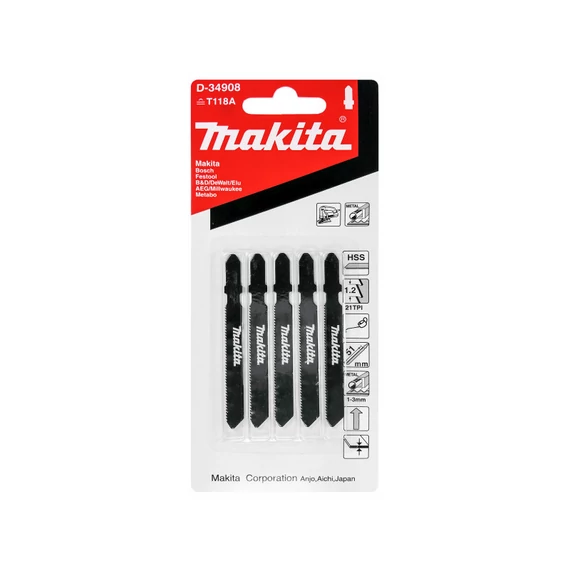 Makita 5db HSS - szúrófűrészlap FÉM, általános, TPI:21, L:75mm - Berb Szerszám