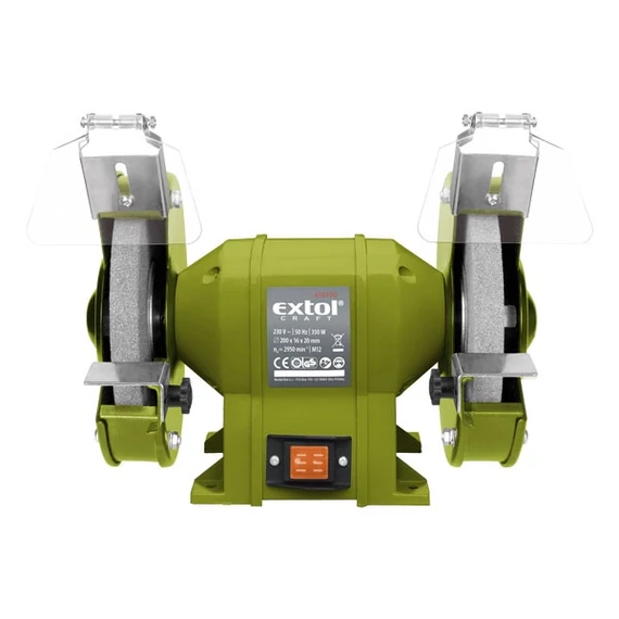 Extol Craft kettős köszörűgép 350W, száraz, 200×16×20mm; 2950 ford/perc, P36, P80, 11kg